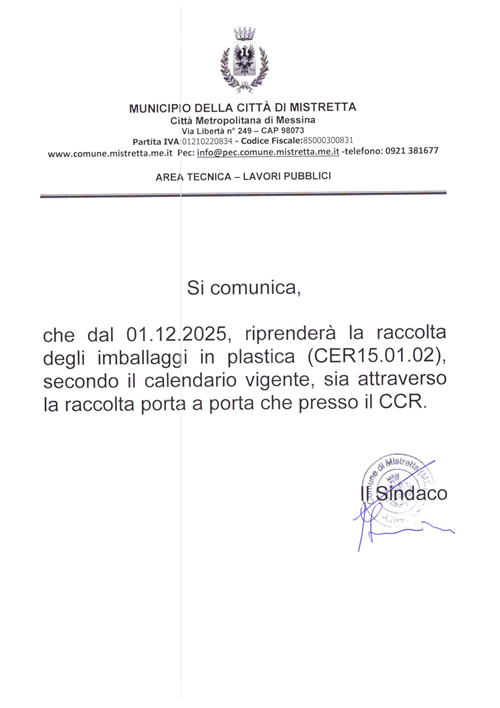 Ripresa dei conferimenti di  imballaggi in plastica